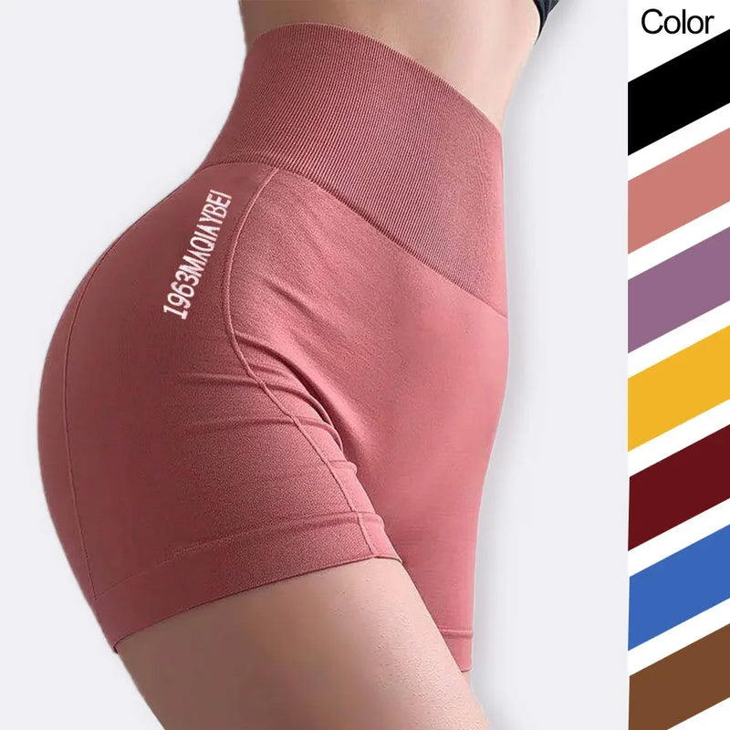 Shorts esportivos femininos sem costura.